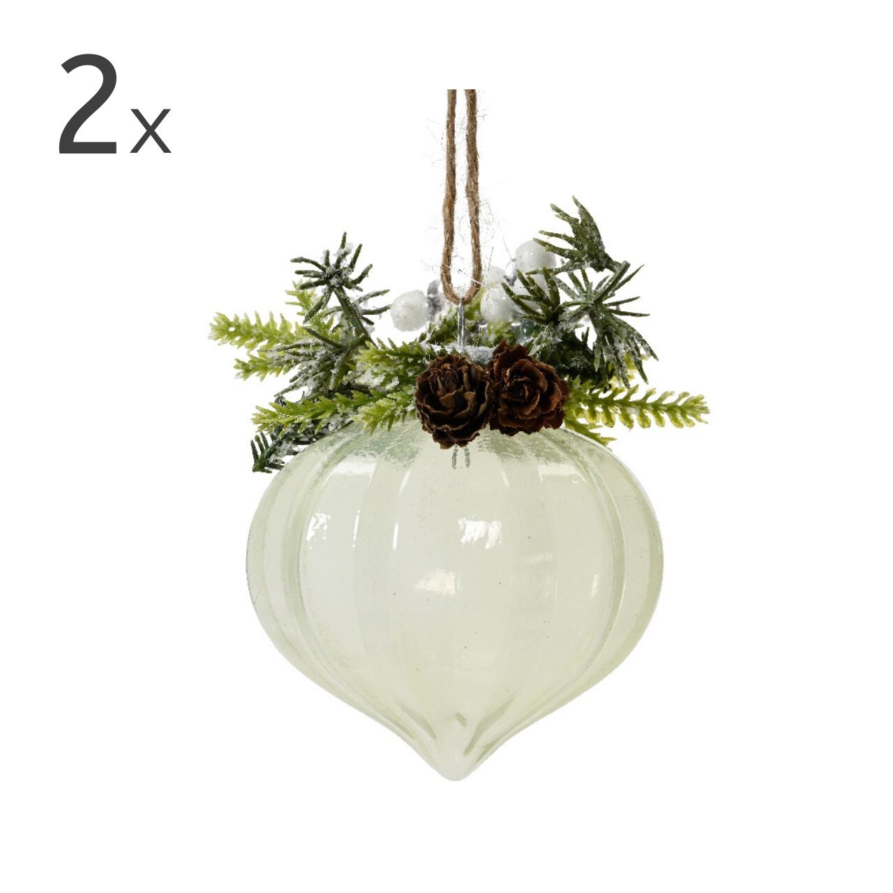 Set 2 globuri Ornament White Mint V1, Decoris, 8 cm, sticla, multicolor - imagine 3